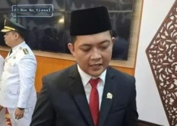 Ketua DPRD Provinsi Jambi, Muhammad Hafiz saat diwawncarai usai Bupati dan Wakil Bupati Bungo, Dedy Putra dan Tri Wahyu Hidayat. di Auditorium Rumah Dinas Gubernur Jambi, Senin (26/5/2025). (Dok. Stepanus)