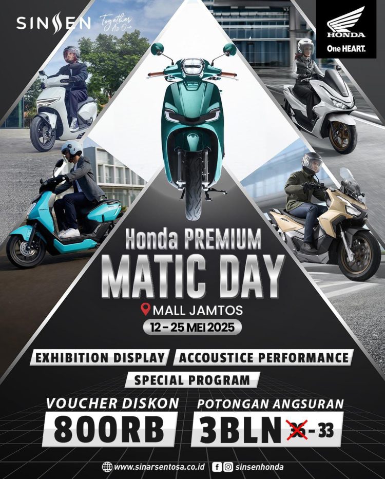 Banner beragam tipe motor matic premium Honda tampil memikat dalam Honda Premium Matic Day di Jamtos. (Dok, Sisnen)