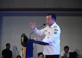 Gubernur Jambi, Al Haris, menyampaikan arahannya dalam pembukaan Musrenbang RPJMD Provinsi Jambi Tahun 2025–2029 di Swiss-Belhotel Jambi, Rabu (21/5/2025). (Foto: Novriansah/Diskominfo Provinsi Jambi)
