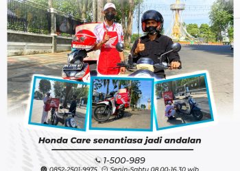 Teknisi Honda Care memberikan bantuan langsung di lokasi kepada konsumen yang mengalami kendala pada sepeda motor. (Dok, Sinsnen)