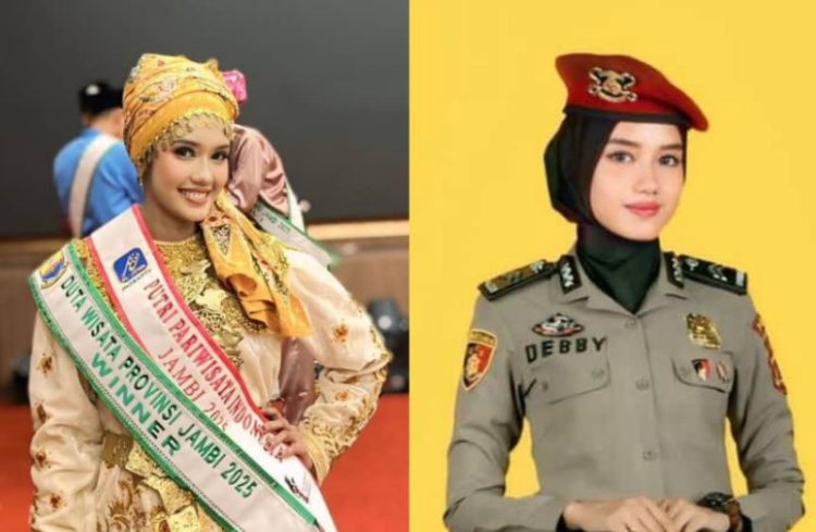 Briptu Debby Anggraini Henriana, anggota Polwan Mabes Polri asal Jambi, dinobatkan sebagai Puteri Indonesia Pariwisata Jambi 2025 dalam Grand Final yang digelar di Ballroom Gudhas, Kota Jambi, Kamis (19/6/2025). (Dok. Pribadi)