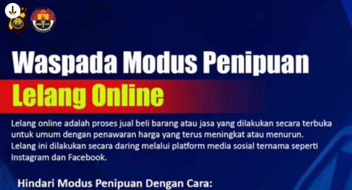 Imbauan dari Polda Jambi terkait modus penipuan lelang online yang marak terjadi melalui media sosial seperti Instagram dan Facebook. (Dok.Instagram/@polda_jambi)