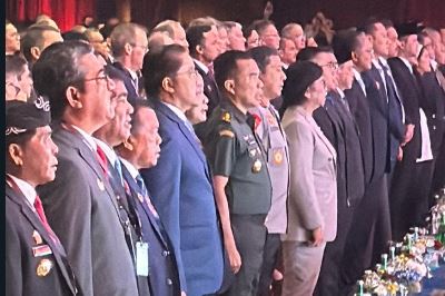 Gubernur Jambi Al Haris bersama para kepala daerah dan pejabat nasional saat menghadiri International Conference on Infrastructure (ICI) 2025 di Jakarta International Convention Center, Rabu (11/6/2025). (Dok.. Erit- Kominfo)