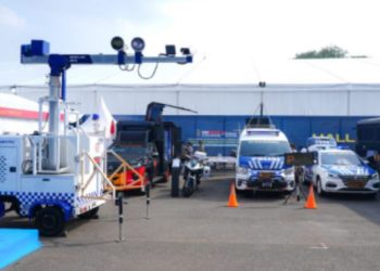 Berbagai kendaraan dan peralatan canggih Korlantas Polri ditampilkan di area outdoor Indo Defence 2025 di JIExpo Kemayoran, Jakarta, Rabu (11/6/2025). (Dok. Korlantas Polri)