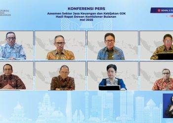 onferensi pers virtual OJK terkait asesmen sektor jasa keuangan dan kebijakan OJK hasil Rapat Dewan Komisioner Bulanan Mei 2025, Senin (2/6/2025). (Dok. Humas OJK Jambi)