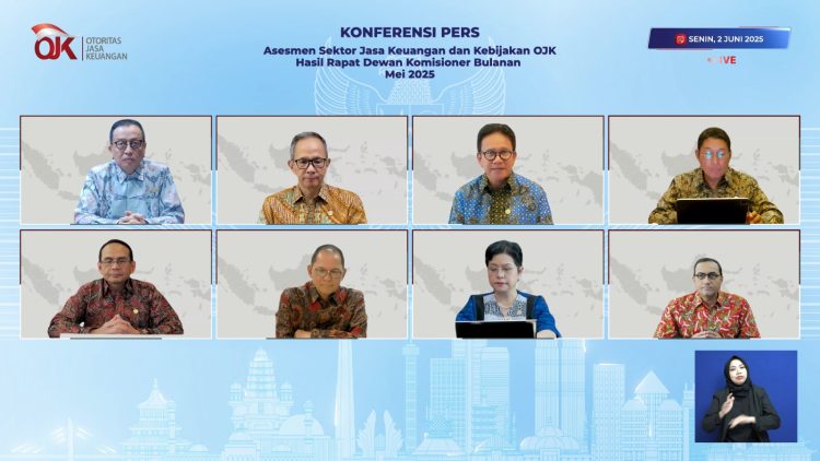 onferensi pers virtual OJK terkait asesmen sektor jasa keuangan dan kebijakan OJK hasil Rapat Dewan Komisioner Bulanan Mei 2025, Senin (2/6/2025). (Dok. Humas OJK Jambi)