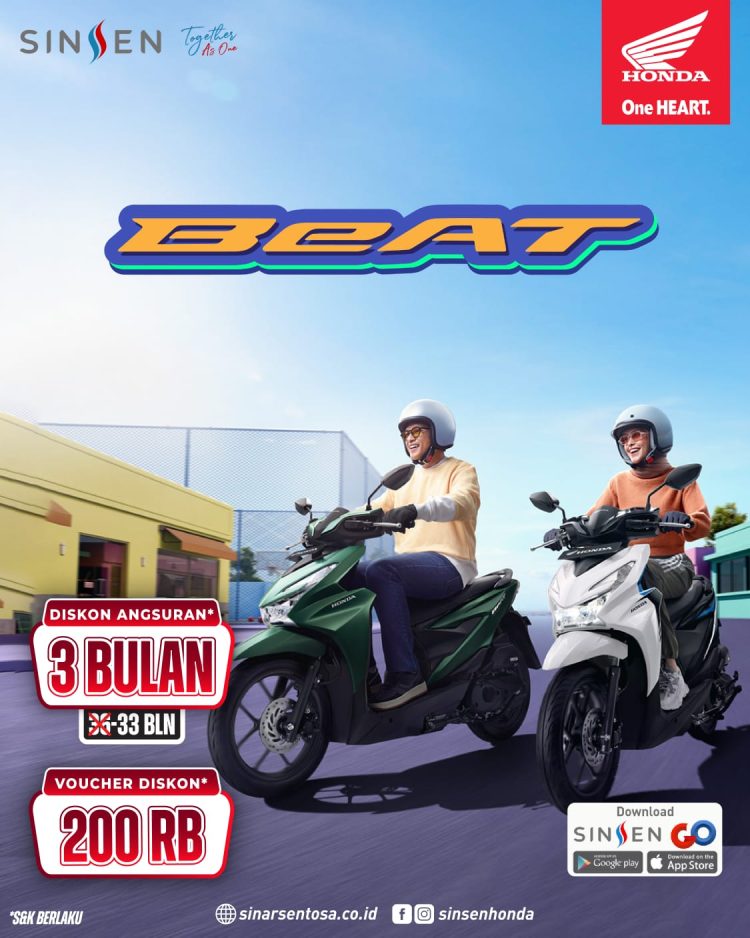 Banner Promo spesial bulan Juni 2025 Honda BeAT  yang dihadirkan PT Sinar Sentosa Primatama (Sinsen) di Provinsi Jambi (Dok. Sisnen)