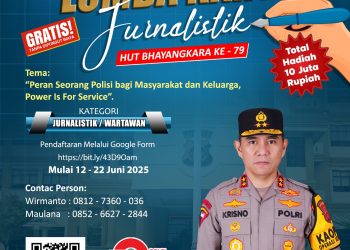 Banner Lomba Karya Jurnalistik Polda Jambi dama rangka menyambut ambut Hari Bhayangkara ke-79 (Dok. Humas Polda Jambi)