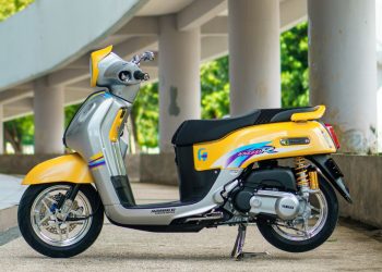 Tampilan modifikasi Yamaha Fazzio Hybrid bergaya F1ZR 1999 karya Putut Wijanarko asal Yogyakarta. (Dok. Yamaha)