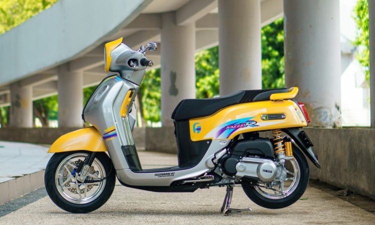 Tampilan modifikasi Yamaha Fazzio Hybrid bergaya F1ZR 1999 karya Putut Wijanarko asal Yogyakarta. (Dok. Yamaha)