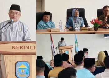 Sekda Kerinci Zainal Efendi, S.P., M.Si., membuka Rakor Pelayanan Publik 2025 yang diikuti seluruh perangkat daerah di Ruang Pola Kantor Bupati Kerinci, Bukit Tengah, Senin (23/6/2025). (Dok. Dko- Yola)