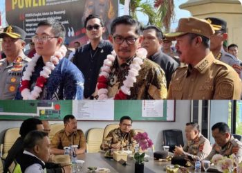 Bupati Kerinci Monadi bersama Tim Kompolnas dan jajaran Forkopimda saat penyambutan di Bandara Depati Parbo dan diskusi penilaian lapangan dalam rangka Kompolnas Award 2025, Selasa (24/6/2025). (Dok. Kominfo)
