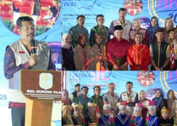Bupati Kerinci Monadi, S.Sos., M.Si. bersama Ketua TP PKK Novra Wenti Monadi dan jajaran saat menghadiri Gunung Tujuh Tradisional Festival 2025, Selasa (24/6) (Dok. Kominfo)