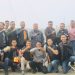 Dansat Brimob Polda Jambi Kombes Pol M. Faishal Aris (tengah) bersama anggota dan masyarakat dalam kegiatan touring komunitas motor Brigas di Jembatan Gentala Arasy, Jambi, Minggu (27/7/2025). (Dok.Nahar)