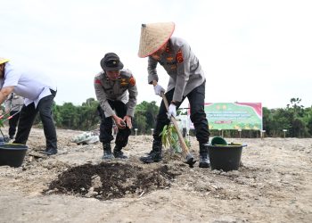 Kapolda Jambi Irjen Pol. Krisno H. Siregar bersama jajaran Forkopimda melakukan penanaman jagung kuartal III di Desa Sungai Gelam, Rabu (09/07/2025) (Dok. Humas Polda Jambi)