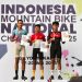 Tiga atlet muda dari berbagai daerah tampil di podium Kejuaraan Nasional Mountain Bike 2025 di Bukit Turgo, Sleman, Yogyakarta, Minggu (21/7/2025).(Dok. ISSI Jambi)