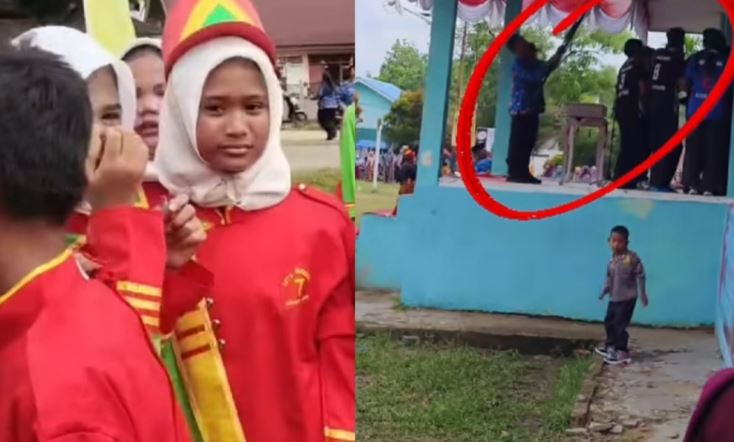 Siswa MTsN 7 Sungai Bahar yang bersiap tampil dalam Pawai HUT ke-80 RI di Kecamatan Sungai Bahar, Muaro Jambi. (Dok, Jambi Sharing)