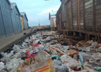 Kondisi sampah yang berada di pasar kecamatab nipah panjang (Dok. Penulis)