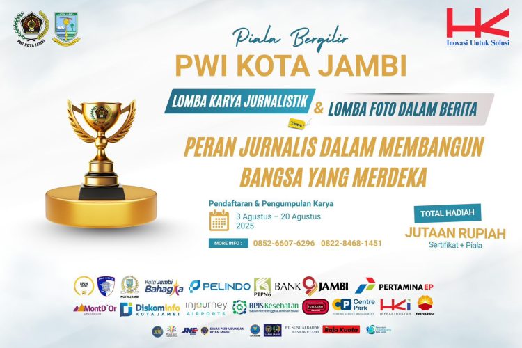 Banner Lomba Karya Jurnalistik dan Lomba Foto dalam Berita memperebutkan Piala Bergilir PWI Kota Jambi, Jumat (8/8/2025). (Dok.PWI)
