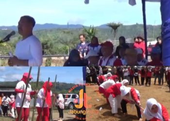 Bupati Kerinci, Monadi, membuka lomba olahraga tradisional dalam rangka HUT RI ke-80 di Lapangan Kantor Bupati, Bukit Tengah, Siulak, Selasa (12/8/2025).(dok.yola)
