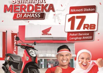 Banner Semarak Promo Merdeka AHASS Jambi: Diskon jasa servis Rp17 ribu dan potongan harga part cleaner khusus bagi konsumen sepeda motor Honda, berlaku 10–31 Agustus 2025 di seluruh jaringan AHASS se-Provinsi Jambi. (Dok. Sinsen)