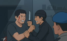 Ilustrasi Duel Sengit Pemilik Bengkel dan Pencuri Bersenjata Tajam (Dok. AI)