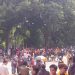 Ribuan mahasiswa dan elemen masyarakat sipil menggelar aksi demo jilid II di depan Gedung DPRD Provinsi Jambi, Senin (1/9/2025). (Foto: Stepanus)
