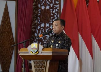 Gubernur Jambi Al Haris memberikan sambutan dalam audiensi bersama Pemprov Jambi mengenai peningkatan kualitas pelayanan publik dan reformasi birokrasi, Kamis (18/9/2025). (Dok.Erit - Kominfo)