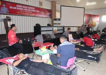 Bidhumas Polda Bengkulu menggelar kegiatan Bakti Kesehatan Donor Darah pada Rabu (22/10/2025) bertempat di Gedung Adem Polda Bengkulu. (Dok.yola)