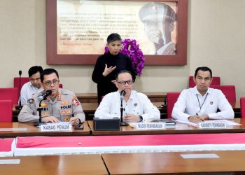 Wakil Direktur Penindakan Kortastipidkor Polri, Kombes Pol. Bhakti Eri Nurmansyah, S.I.K., M.Si., dalam konferensi pers di Gedung Bareskrim Polri, Jakarta, Selasa (21/10/2025). (Dok Humas)