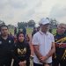 Ketua Umum KONI Jambi, AKBP (Purn) Mat Sanusi (bertopi putih), bersama Ketua Kontingen AS Budianto dan jajaran pelatih saat mendampingi persiapan atlet menuju PON Bela Diri 2025 di Kudus, Jawa Tengah. (Dok. Daus)