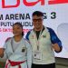 Karateka muda asal Jambi, Novisa Irni Salim (kiri), berfoto bersama pelatih usai meraih medali perak pada nomor kata perorangan putri PON Bela Diri 2025 di GOR Djarum Arena, Kaliputu, Kudus, Kamis (23/10/2025) (Dok . Koni Jambi)