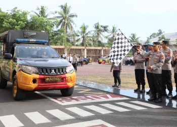 Polda Bengkulu resmi meluncurkan Pamapta SPKT Polres/ta jajaran melalui apel yang digelar di Lapangan Anton Soedjarwo Polda Bengkulu, Kamis (16/10/2025). (Dok.yola)