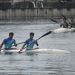 Dua pasangan pedayung Jambi berlatih jelang babak final cabang Canoeing POPNAS 2025 di Jakarta, Sabtu (8/11/2025). (Dok. Humas)