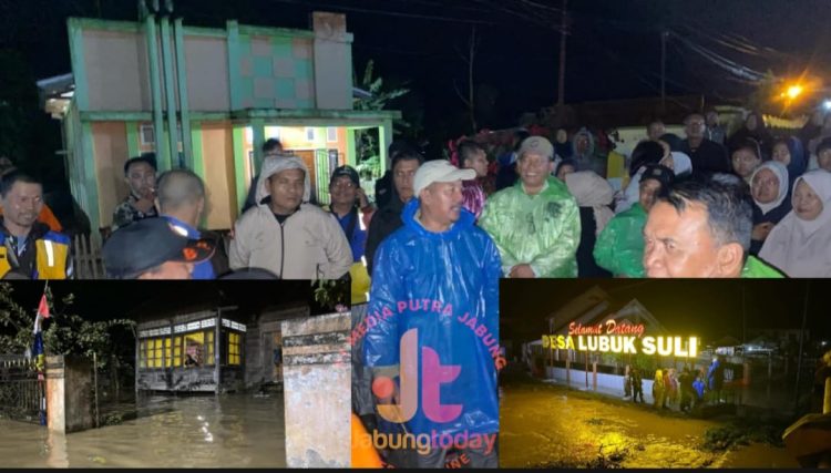 Bupati Kerinci Monadi meninjau lokasi banjir di Kecamatan Depati Tujuh, Kamis (27/8/2025), (dok.deko)
