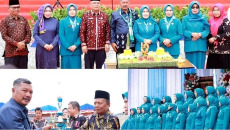 Bupati Kerinci Monadi bersama Ketua TP PKK Ny. Novra Wenti Monadi dan jajaran menghadiri Puncak HKG PKK ke-53 dan HUT Dekranasda ke-45 di Bukit Tengah Siulak, Rabu (20/11/2025). (Dok. Deko)