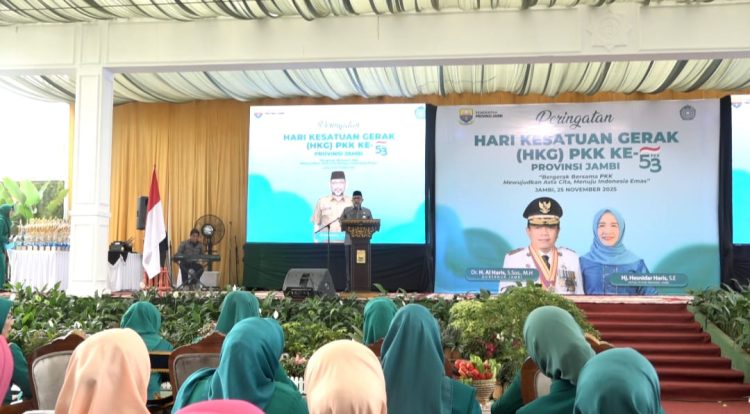Suasana puncak peringatan HKG PKK ke-53 Provinsi Jambi di Ev Garden Kota Jambi, Selasa (25/11/2025). (Dok. Daus)