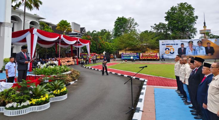 Upacara dan pengukuhan TKPSDA Wilayah Sungai Pengabuan Lagan periode 2025–2030, yang digelar bertepatan dengan Hari Bakti PU ke-80 di halaman Kantor Gubernur Jambi, Rabu (3/12/2025). (Dok.Stepanus)