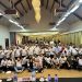 Peserta Rapat Kerja Provinsi (Rakerprov) KONI Provinsi Jambi bersama KONI kabupaten/kota dan pengurus cabang olahraga berfoto bersama usai membahas penundaan pelaksanaan Porprov Jambi 2026 di Rumah Kito Resort Hotel, Jambi, Senin (16/12/2025). (Dok.Daus)