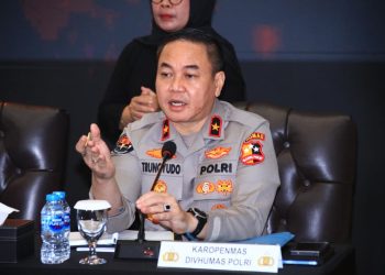 Karo Penmas Divhumas Polri Brigjen Pol Trunoyudo Wisnu Andiko menyampaikan bahwa Polri menghormati sepenuhnya keputusan Mahkamah Konstitusi, Senin (19/1/2026). (Dok/yola)