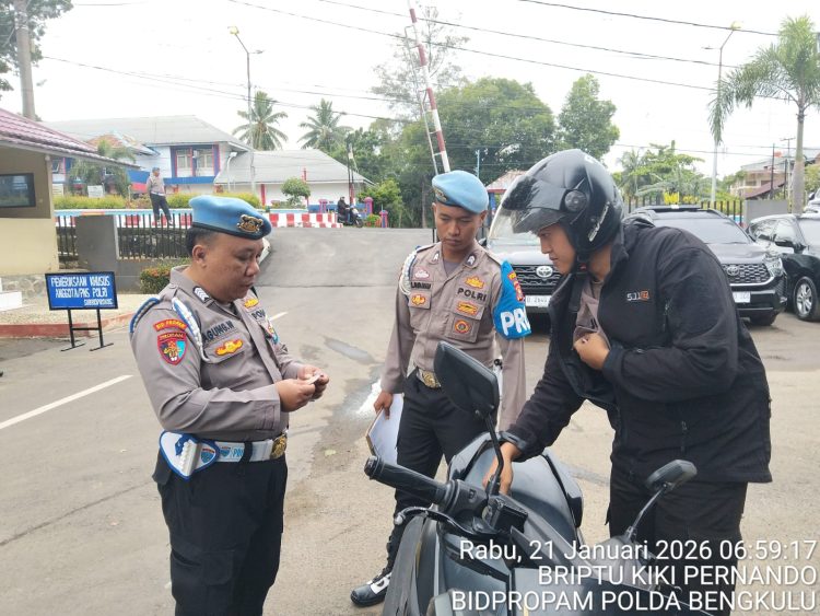 Polda Bengkulu melaksanaan Operasi Penegakan Ketertiban dan Disiplin (Ops Gaktibplin), Rabu (21/1/2026). (Dok/yola)