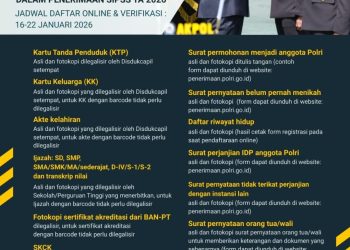 Pendaftaran umum Sekolah Inspektur Polisi Sumber Sarjana (SIPSS) Tahun Anggaran 2026. (dok/yola)