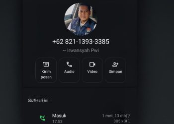 Tangkapan layar akun WhatsApp yang mencatut nama dan foto Ketua PWI Kota Jambi, Irwansyah