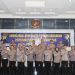 Kapolresta Jambi Kombes Pol Boy Sutan Binanga Siregar, S.I.K., M.H., bersama jajaran pejabat utama dan kapolsek usai kegiatan Sosialisasi DIPA RKA-K/L Tahun Anggaran 2026 dan penyerahan Rencana Distribusi Kegiatan Anggaran (Rendisgar) di Aula Lokamanginti Polresta Jambi, Selasa (13/1/2026). (Dok. Humas)