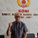 Ketua Umum KONI Provinsi Jambi, Mat Sanusi, saat menyampaikan kesiapan Jambi menghadapi PON Bela Diri 2026 di Sulawesi Utara, Senin (19/1/2026). (Dok. Humas)