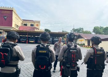 Detasemen Gegana Polda Bengkulu melaksanakan kegiatan latihan marksmanship, Senin (08/02/2026). (Dok/yola)