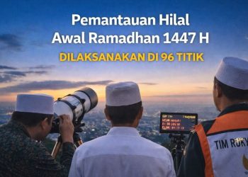 Ilustrasi pemantauan hilal awal Ramadhan 1447 Hijriah di salah satu titik pengamatan di Indonesia, Selasa (17/2/2026). (Dok. Cici)