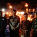 Karang Taruna Pasopati bersama aparat kelurahan, kepolisian, dan TNI mengikuti pawai obor dalam rangka menyambut Bulan Suci Ramadhan 1447 H di Kelurahan Talang Babat, Kecamatan Muara Sabak Barat, Senin malam (16/2/2026). (Dok. Daus)