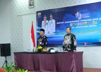 Wakil Gubernur Jambi Abdullah Sani membuka Rapat Koordinasi Program Pemuda dan Olahraga se-Provinsi Jambi Tahun 2026 di Hotel Shang Ratu, Kota Jambi, Kamis (12/2/2026) (Dok. Erit)