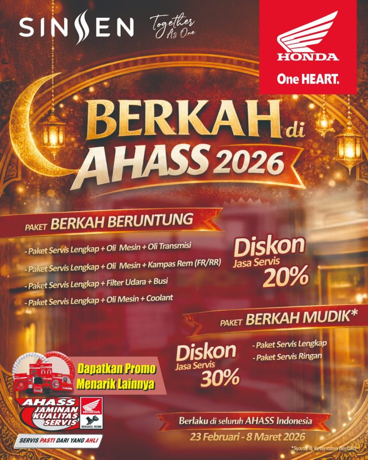 Banner promosi program “Berkah di AHASS 2026” yang digelar PT Sinar Sentosa Primatama (Dok. Sinsen)